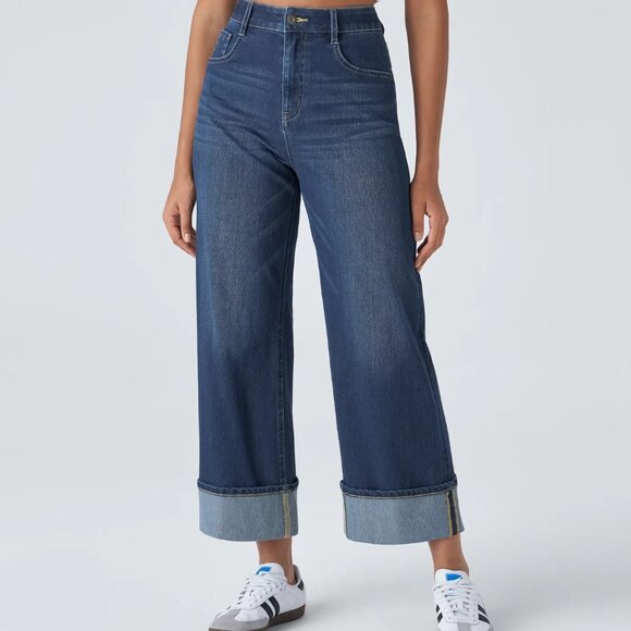 Halara Flex™ Rolled Hem Wide Leg Stretchy Jeans - size L - Picture 5 of 5